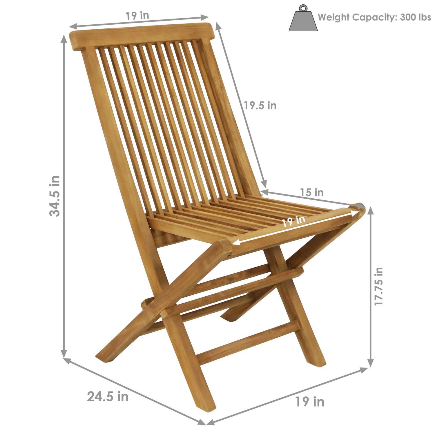 Ultimate Patio Hyannis Teak Outdoor Folding Patio Chair W/ Slat Back - Dimensions thumbnail