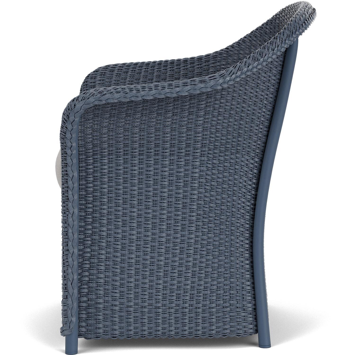 Lloyd Flanders Weekend Retreat Dining Armchair in Denim Blue Finish W/ Tundra Dove Fabric - Side thumbnail