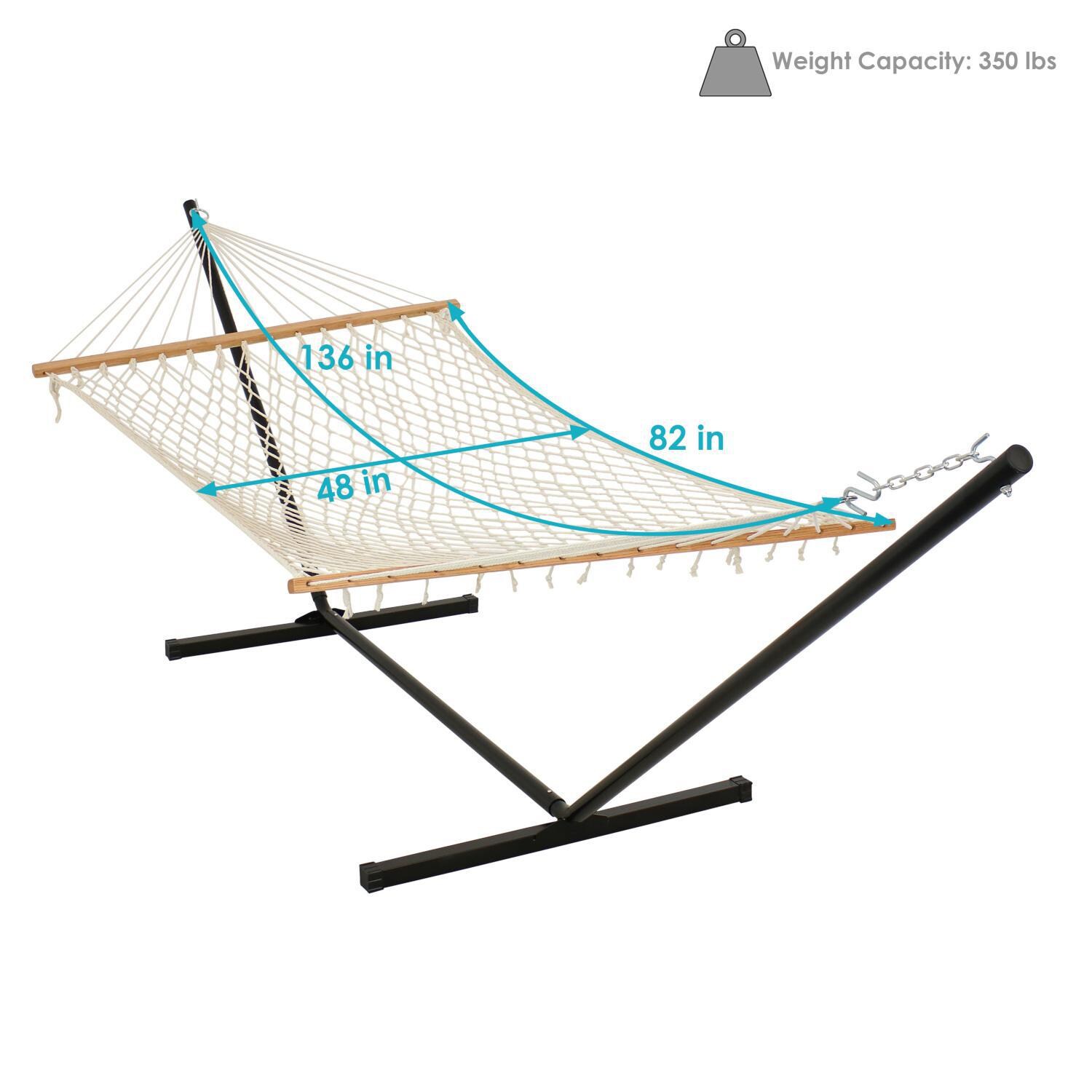 Ultimate Patio Double Rope Hammock w/ Stand - White - Dimensions thumbnail