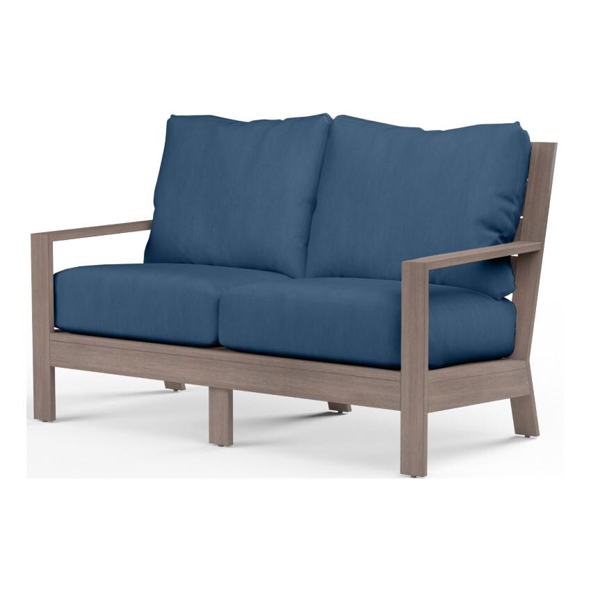 Laguna Aluminum Loveseat in Driftwood/Spectrum Indigo by Sunset West