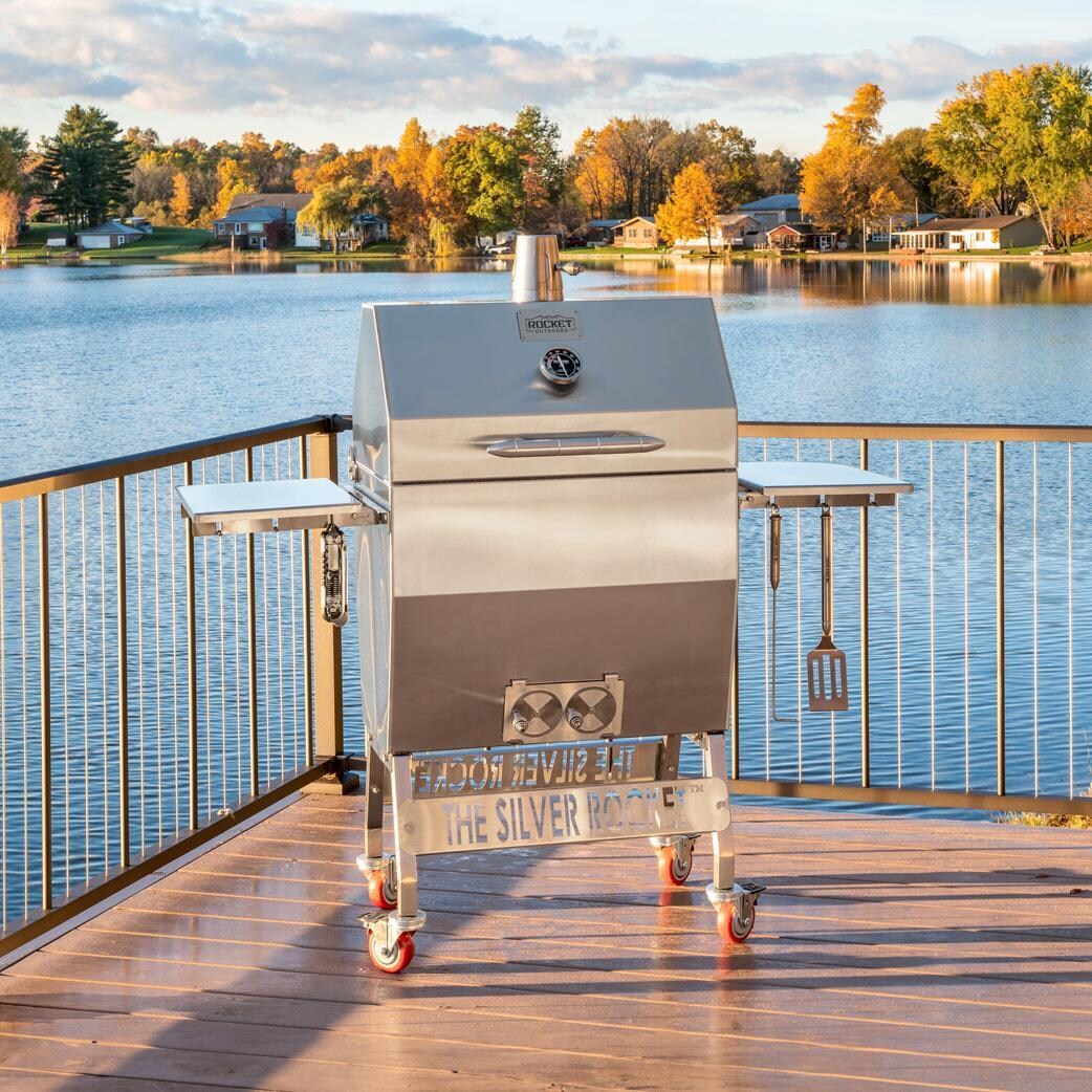 Rocket Outdoors MDSRF Medium Silver Rocket Kamado Grill - MDSRF - By the Lake - Lifestyle thumbnail