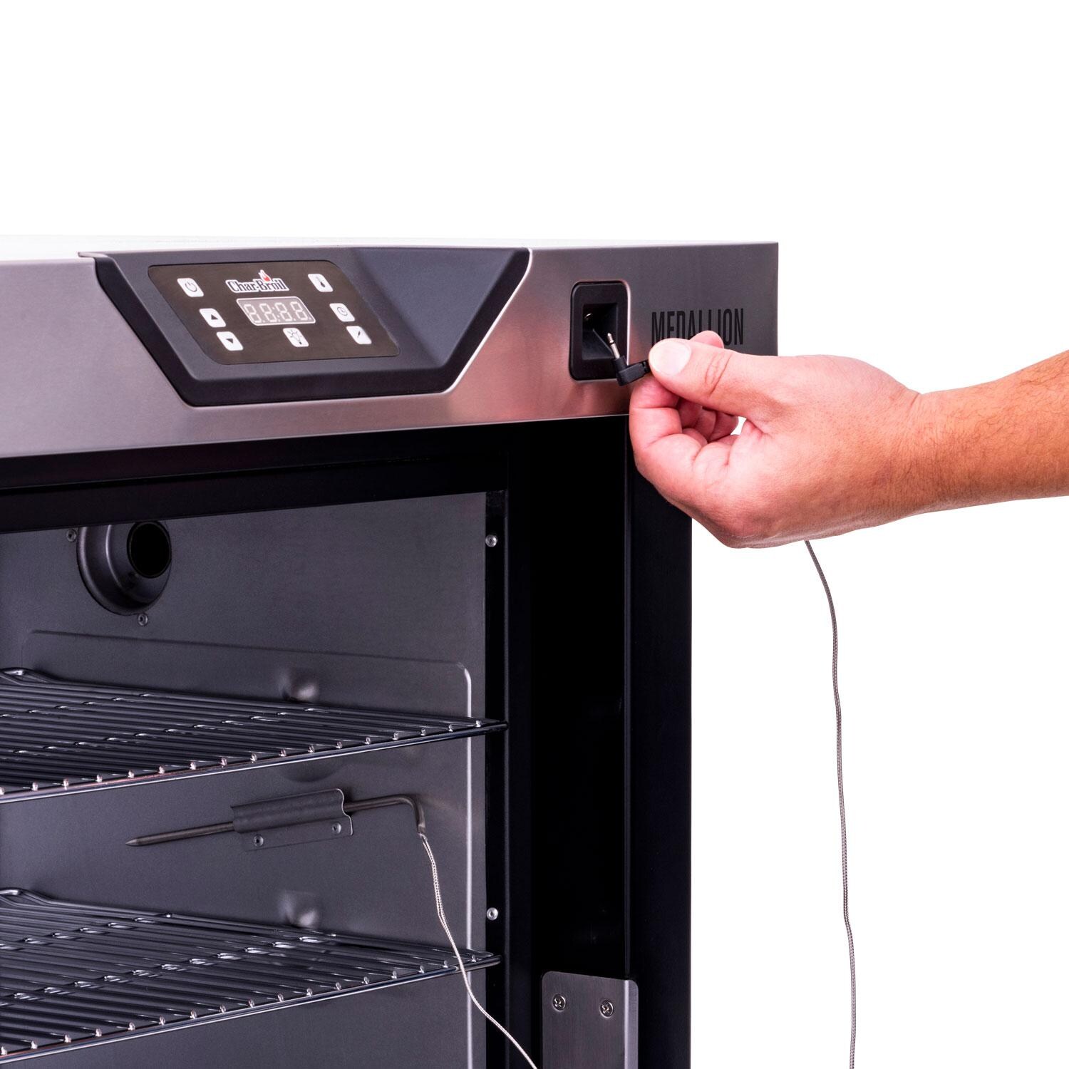 Char-Broil 463246619 Modular Kitchen Electric Smoker - Plug In In Use Close Up thumbnail