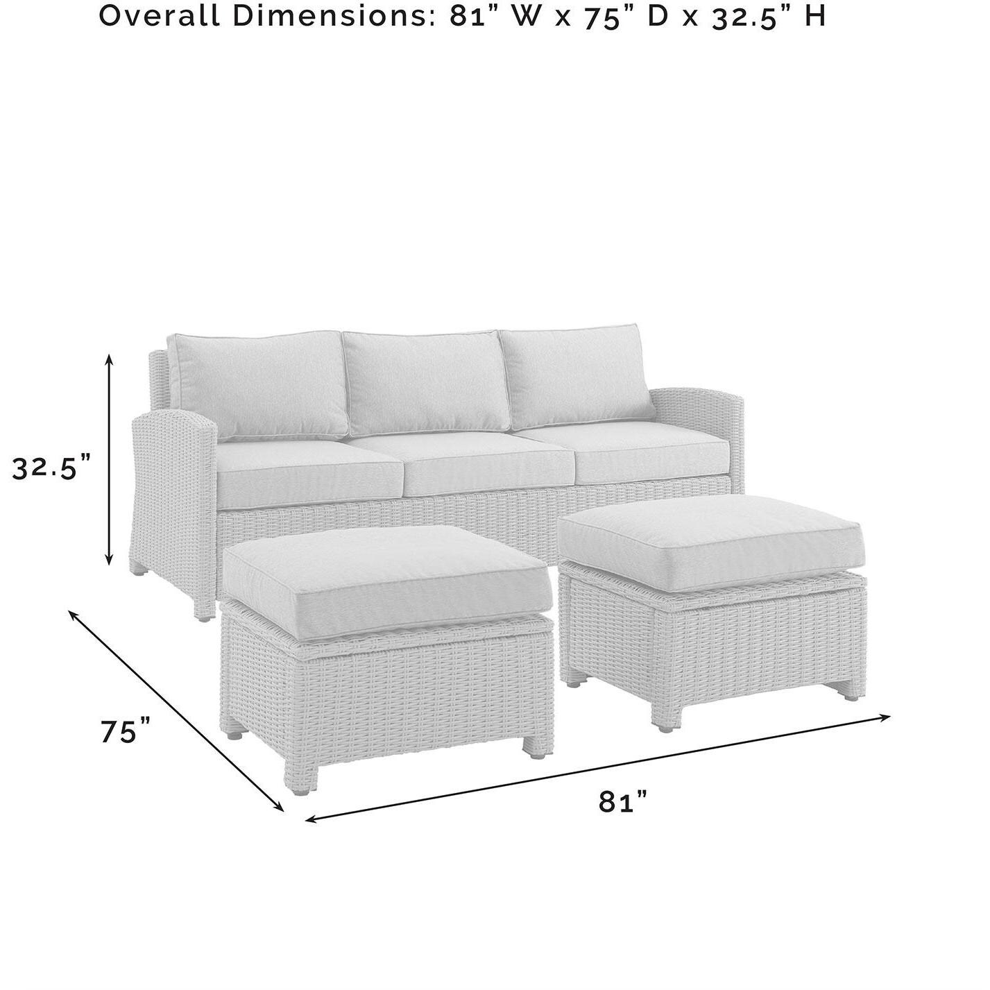 Ultimate Patio UP-92419WB-NV 3Pc Wicker Outdoor Sofa Patio Furniture Set in Navy - Overall Dimensions - Diagram thumbnail