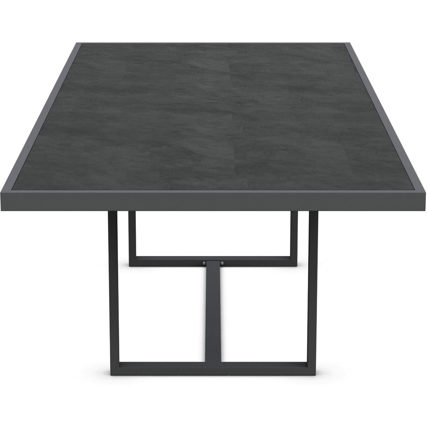 Azzurro Living Pavia 96 Inch Charcoal Aluminum Dining Table W/ Micron Dekton Top - Side - White Background thumbnail