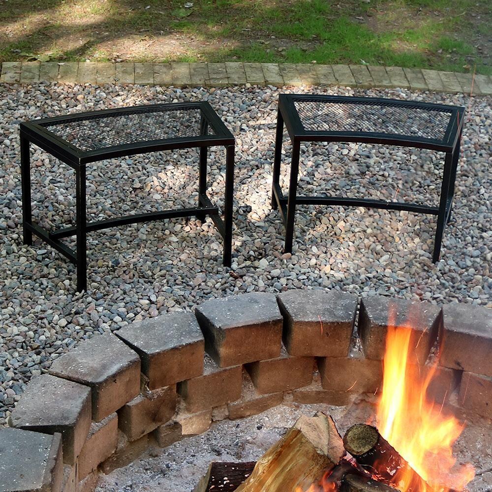 Ultimate Patio Black Mesh Patio Fire Pit Bench - 2 Benches - Lifestyle thumbnail
