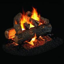 Peterson Real Fyre 16-Inch Golden Oak Designer Plus Outdoor See-Thru Gas Log Set With Vented Natural Gas Stainless G45 Burner - Match Light image