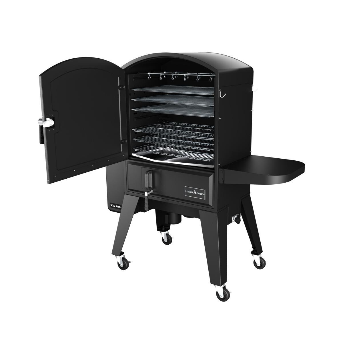 Camp Chef PGSBXXL XXL Pro WIFI Vertical Smoker - Angled Left - XXL Door Open - White Background thumbnail
