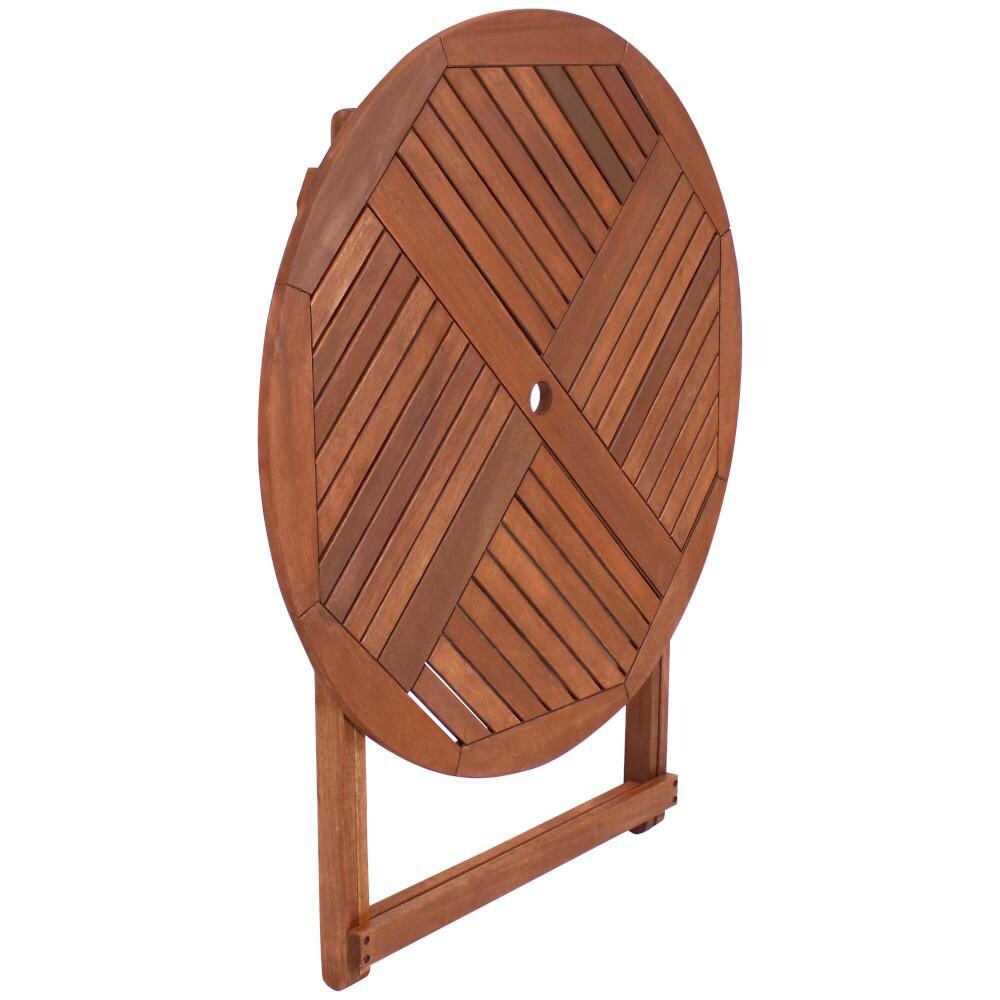 Ultimate Patio 35 1/2-Inch Meranti Wood Folding Round Table - Folded thumbnail