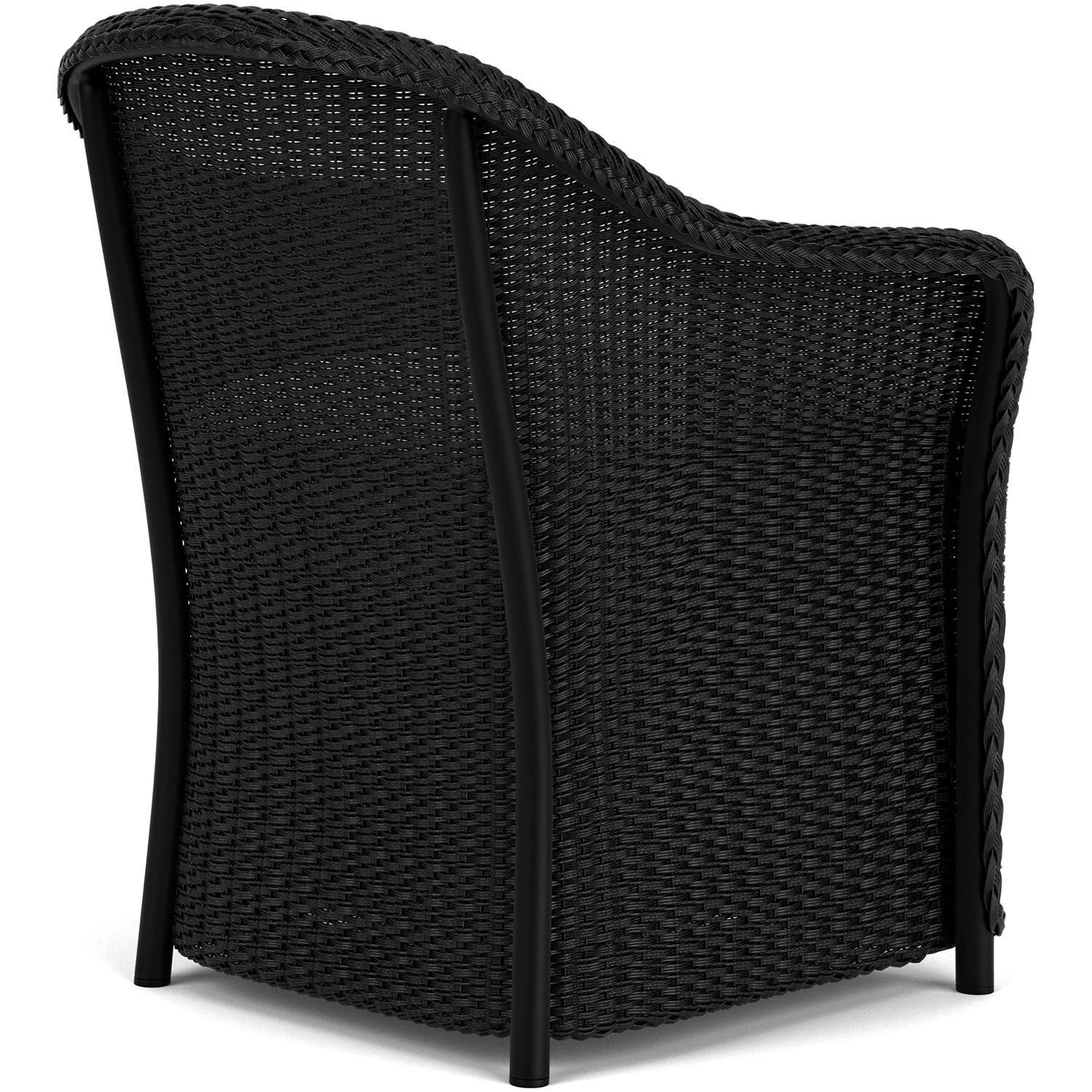 Lloyd Flanders Weekend Retreat Dining Armchair in Ebony Finish W/ Sailcloth Salt Fabric - Back Right thumbnail