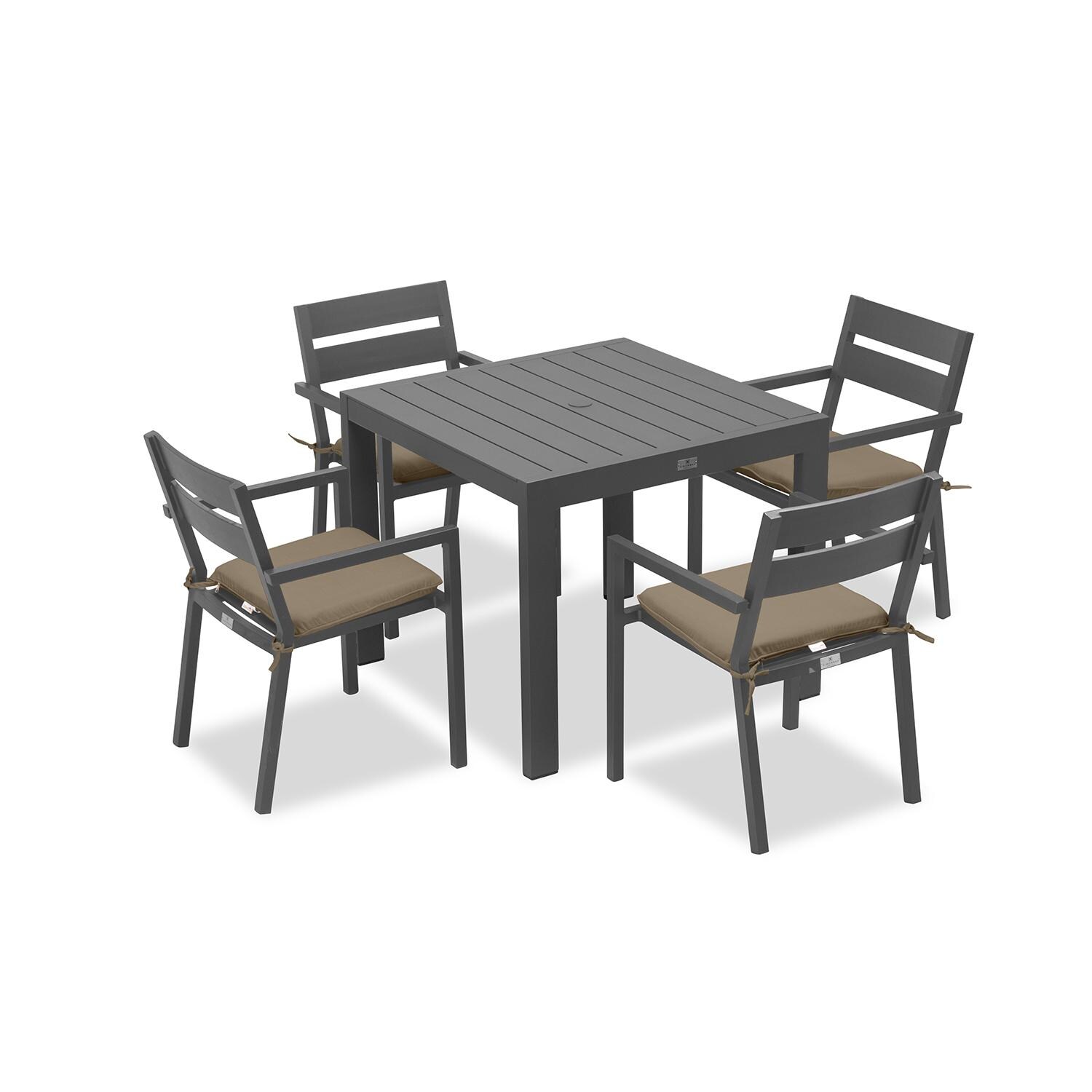Calm Bay Classic 5 Pc Square Dining Set in Slate/Heather Beige by Lakeview - White Background thumbnail