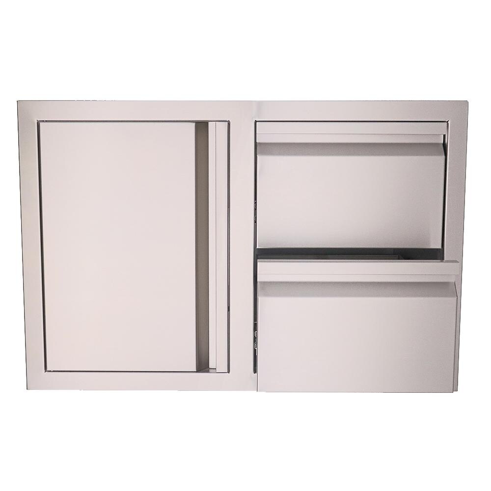 RCS VDC1SCL Valiant Double Soft Close Drawer & Left Hinged Door Combo - Bottom Drawer Open - White Background thumbnail