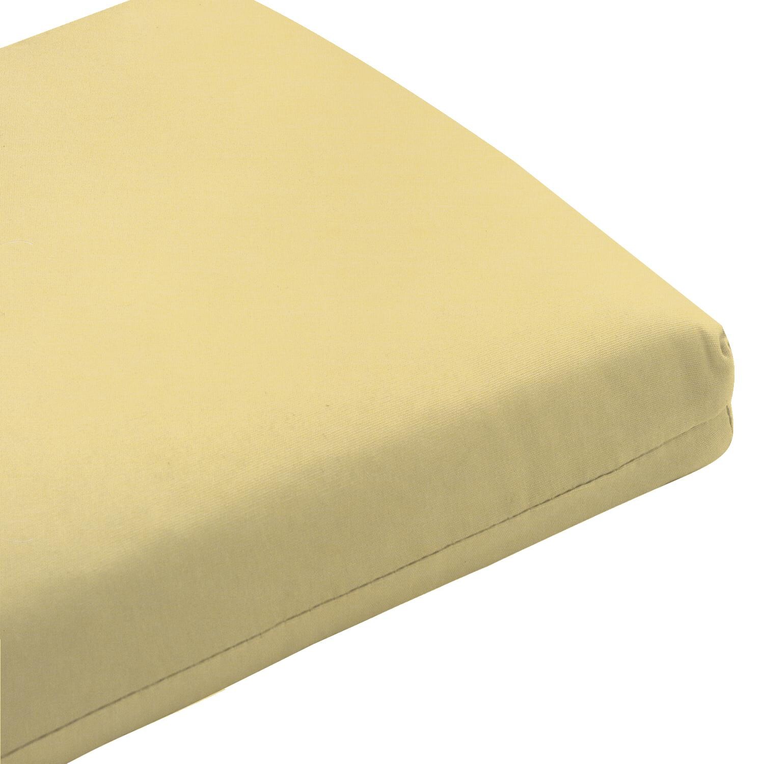 Sunbrella Canvas Buttercup Large Outdoor Replacement Bench Cushion W/ Knife Edge By UltimatePatio.com - Corner Detail thumbnail