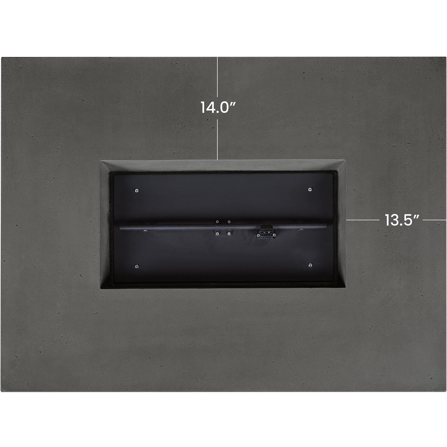 Hickory Bay 3708LP-SMK 60 Inch Rectangular GFRC Propane Fire Pit Table in Smoke by BBQGuys Signature - Burner - Detail