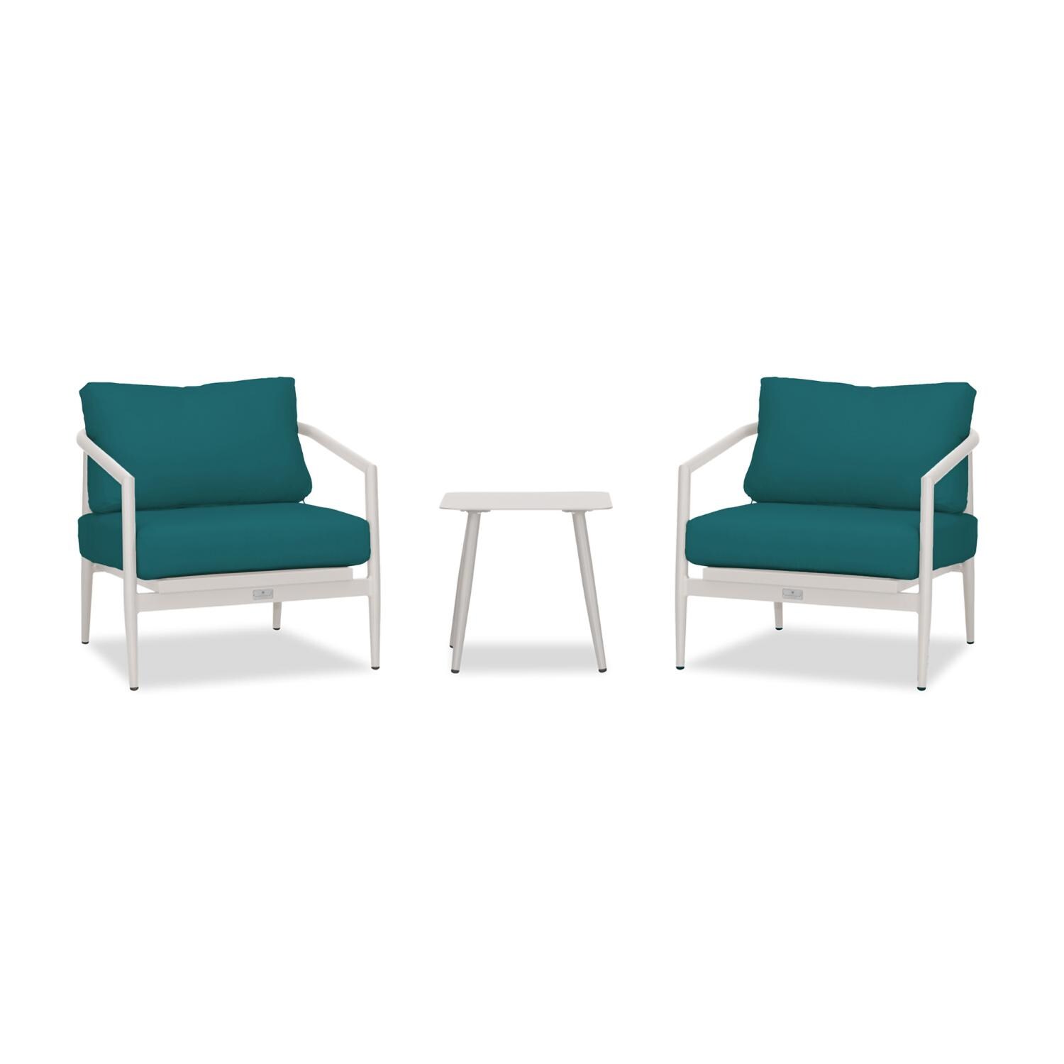 Lakeview Midnight Cove 3 Pc Aluminum Club Chair Seating Set in Urban Stone/Carrera/Spectrum Peacock - Front - White Background thumbnail