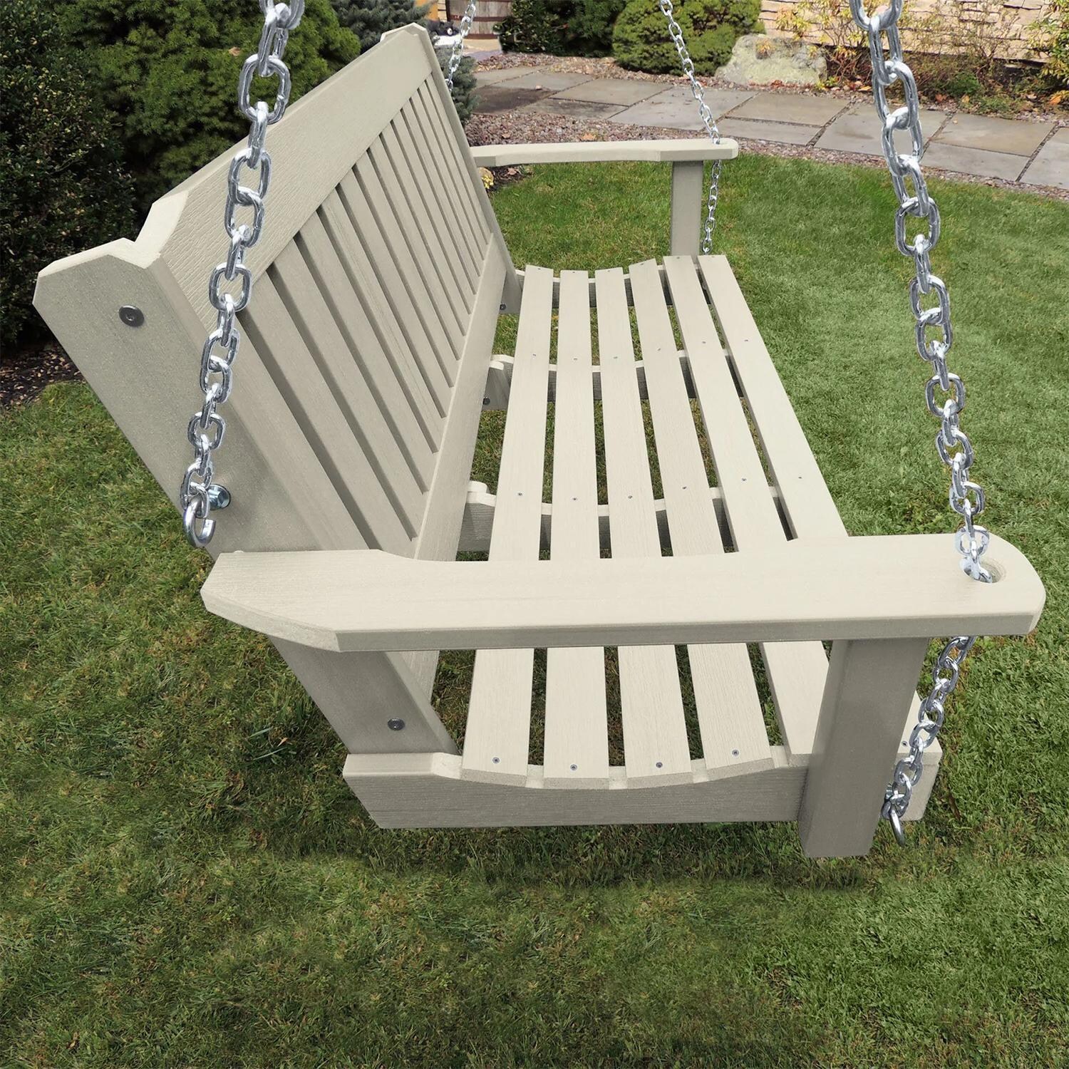 Lakeview Hart Lane Porch Swing - 5ft - Whitewash - Side View thumbnail
