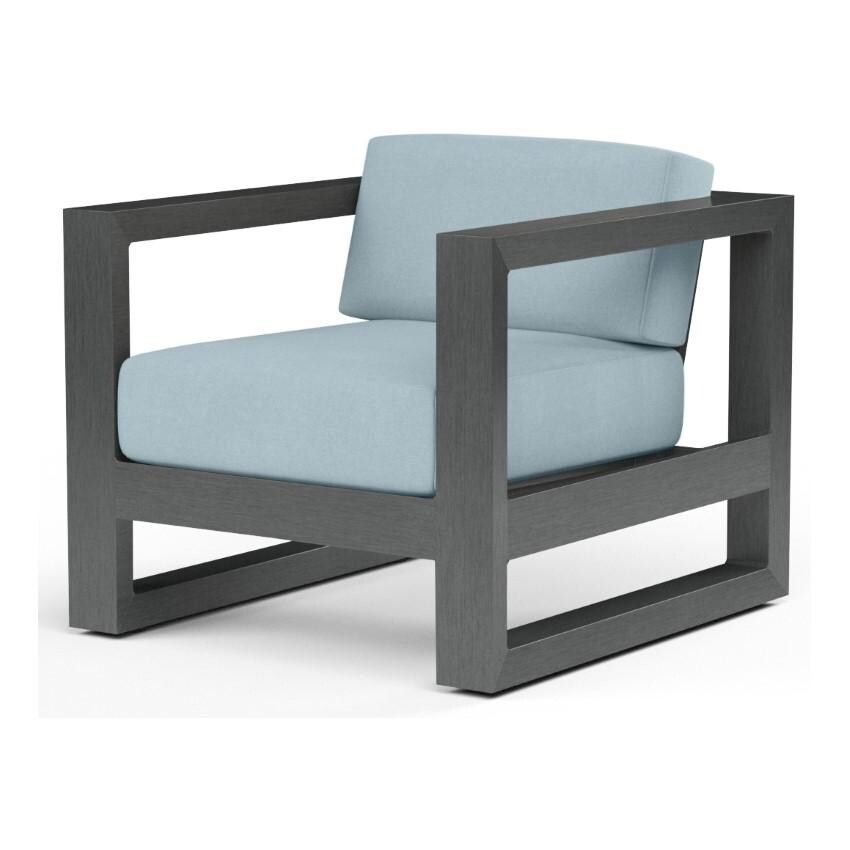 Redondo Aluminum Club Chair w/ No Welt in Slate/Canvas Skyline by Sunset West - White Background thumbnail