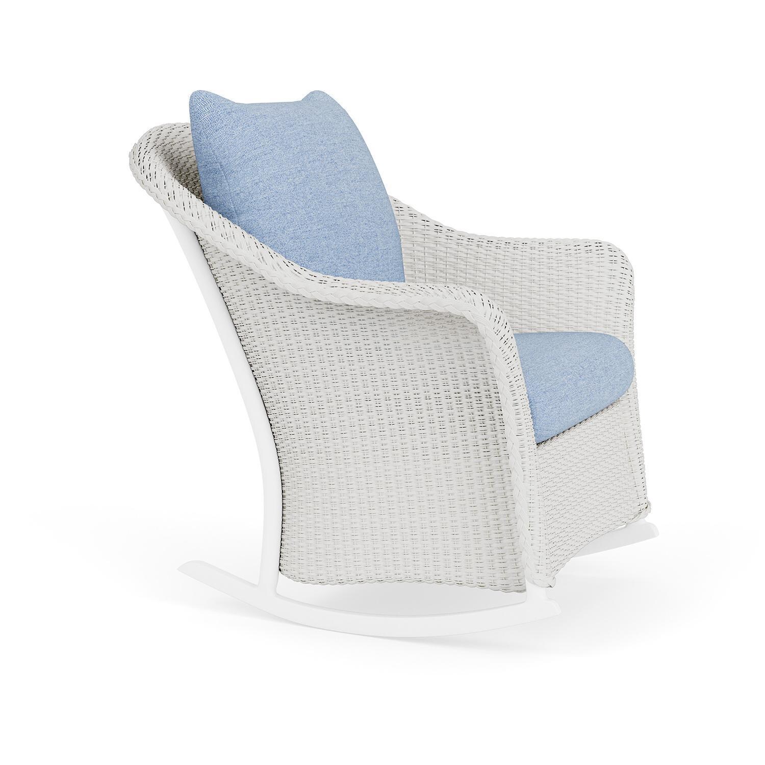 Lloyd Flanders Weekend Retreat Lounge Rocker in Matte White Finish W/ Demo Skyway Fabric - Angled thumbnail