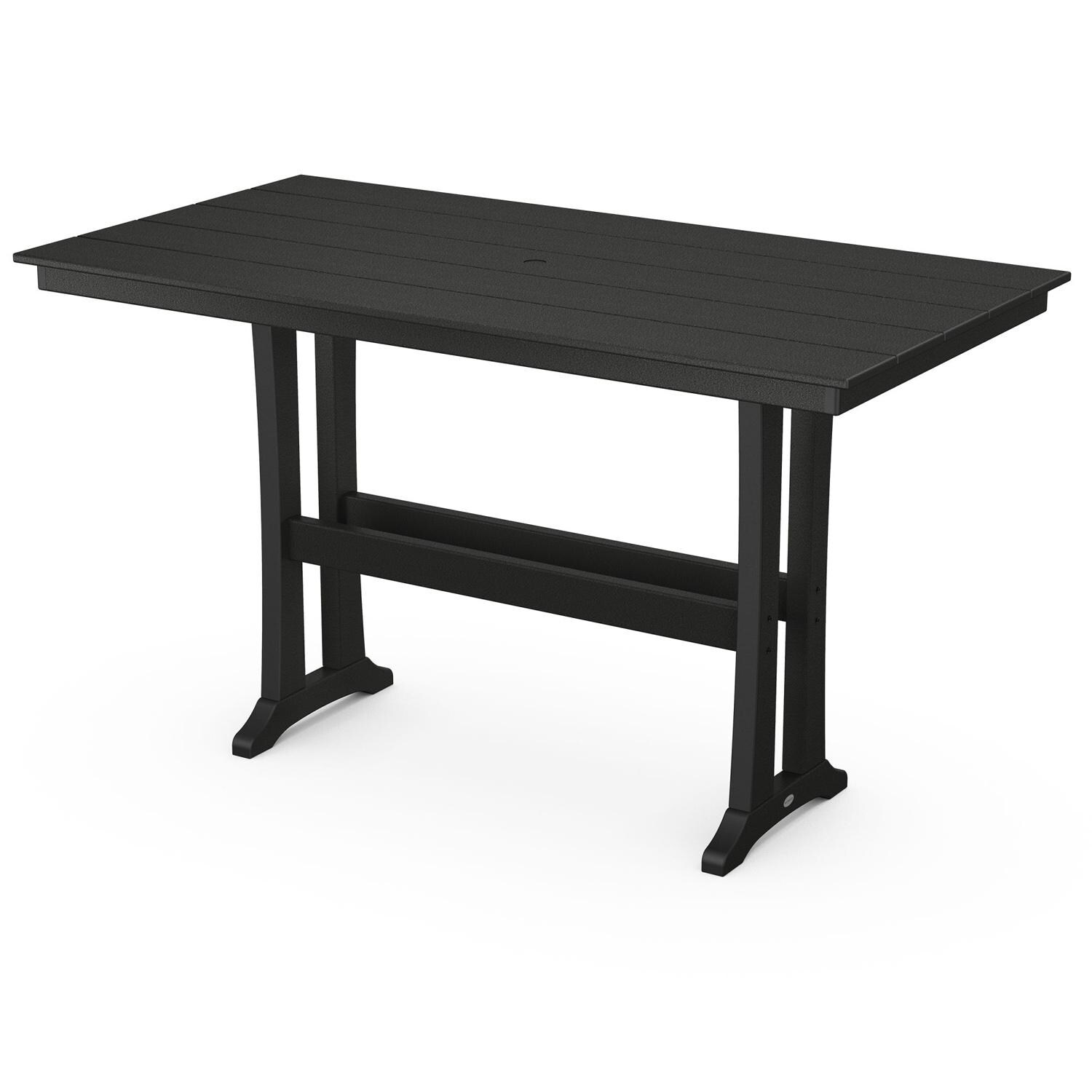 POLYWOOD 37 X 72-Inch Farmhouse Trestle Bar Table - Black thumbnail