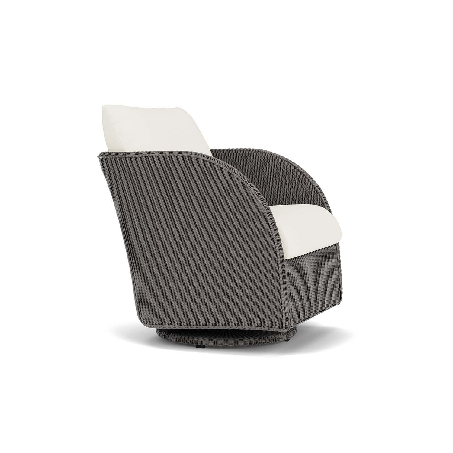 Lloyd Flanders Essence Swivel Glider Lounge Chair W/Sailcloth Salt Fabric - Pewter Finish - Angled thumbnail