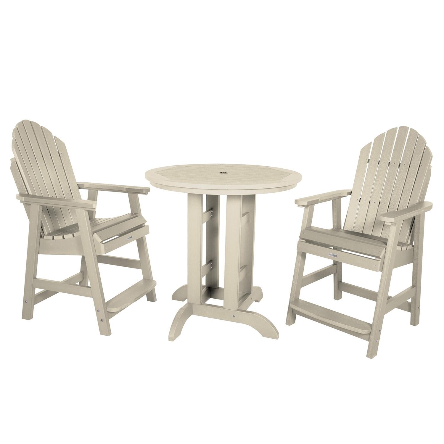 Dream Bay 3 Pc Recycled Plastic Round Counter Dining Set in Whitewash By Lakeview Outdoor Designs - White Background thumbnail