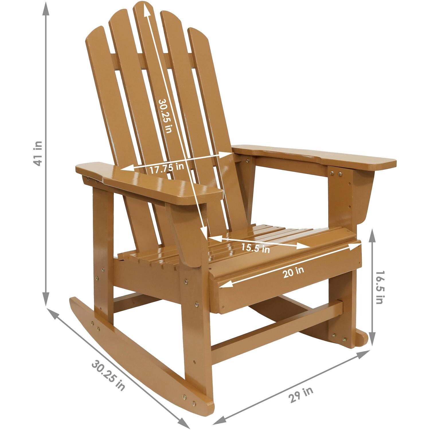 Ultimate Patio Classic 2-Piece Wooden Adirondack Rocking Chair Set - Cedar - Dimensions thumbnail