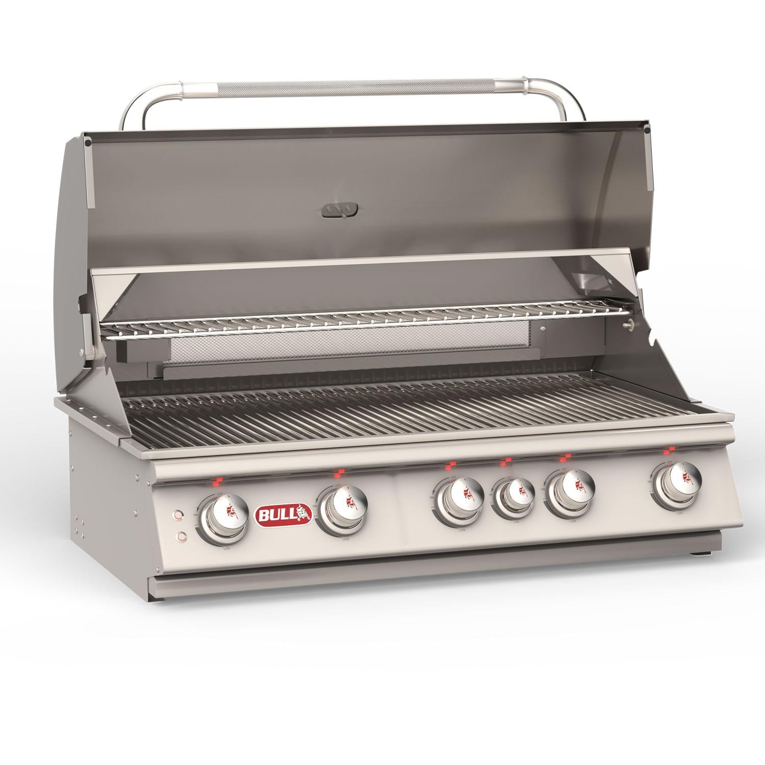 Bull 57568 Brahma 38-in 5-Burner Built-In Propane Gas Grill - Hood Open - Right View - White Background thumbnail
