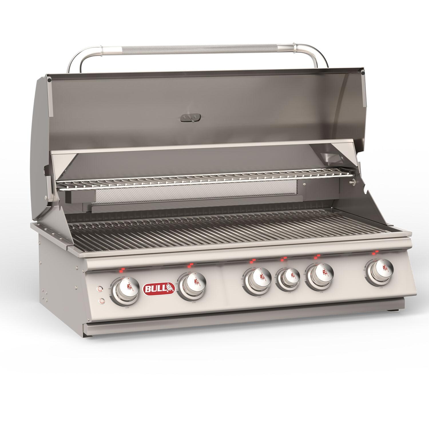 Bull 57568 Brahma 38-in 5-Burner Built-In Propane Gas Grill - Hood Open - Right View - White Background thumbnail