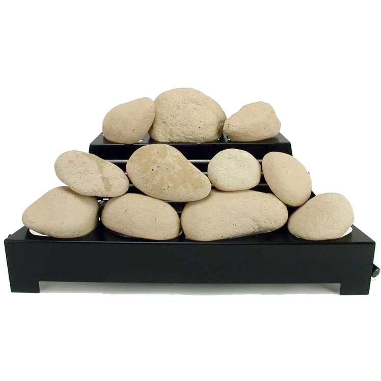 Rasmussen 24-Inch Beige ALTERNAFireStone Set With Vent-Free Black Chassis Burner  thumbnail