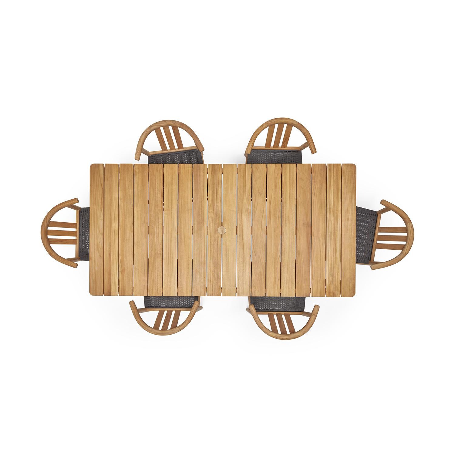 Neighbor HVN-RDT-SET 7 Piece Teak Rectangular Dining Set - Overhead View thumbnail