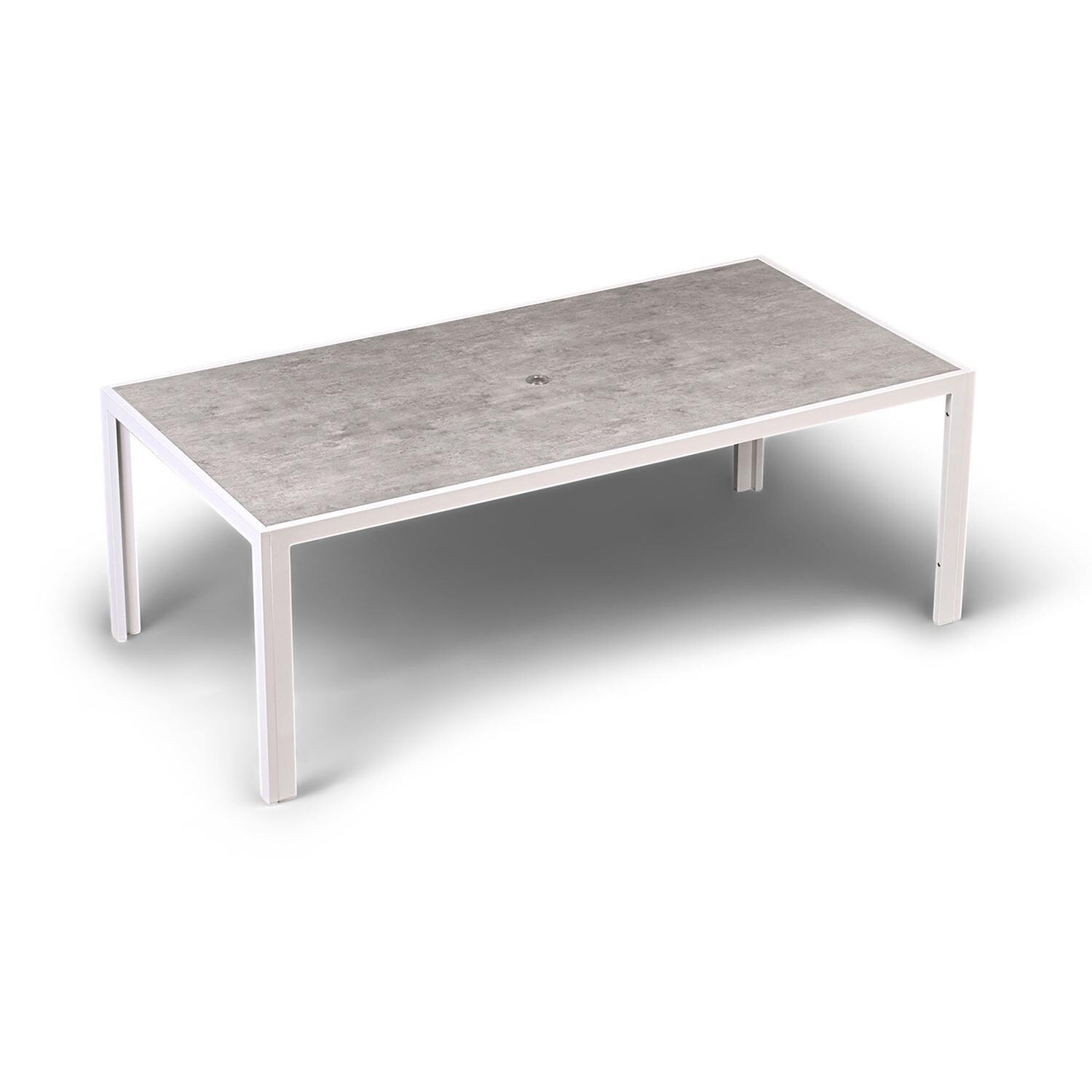 Chloe Bay 9 Pc Aluminum Rectangular Dining Set in White by Lakeview - Table - White Background thumbnail