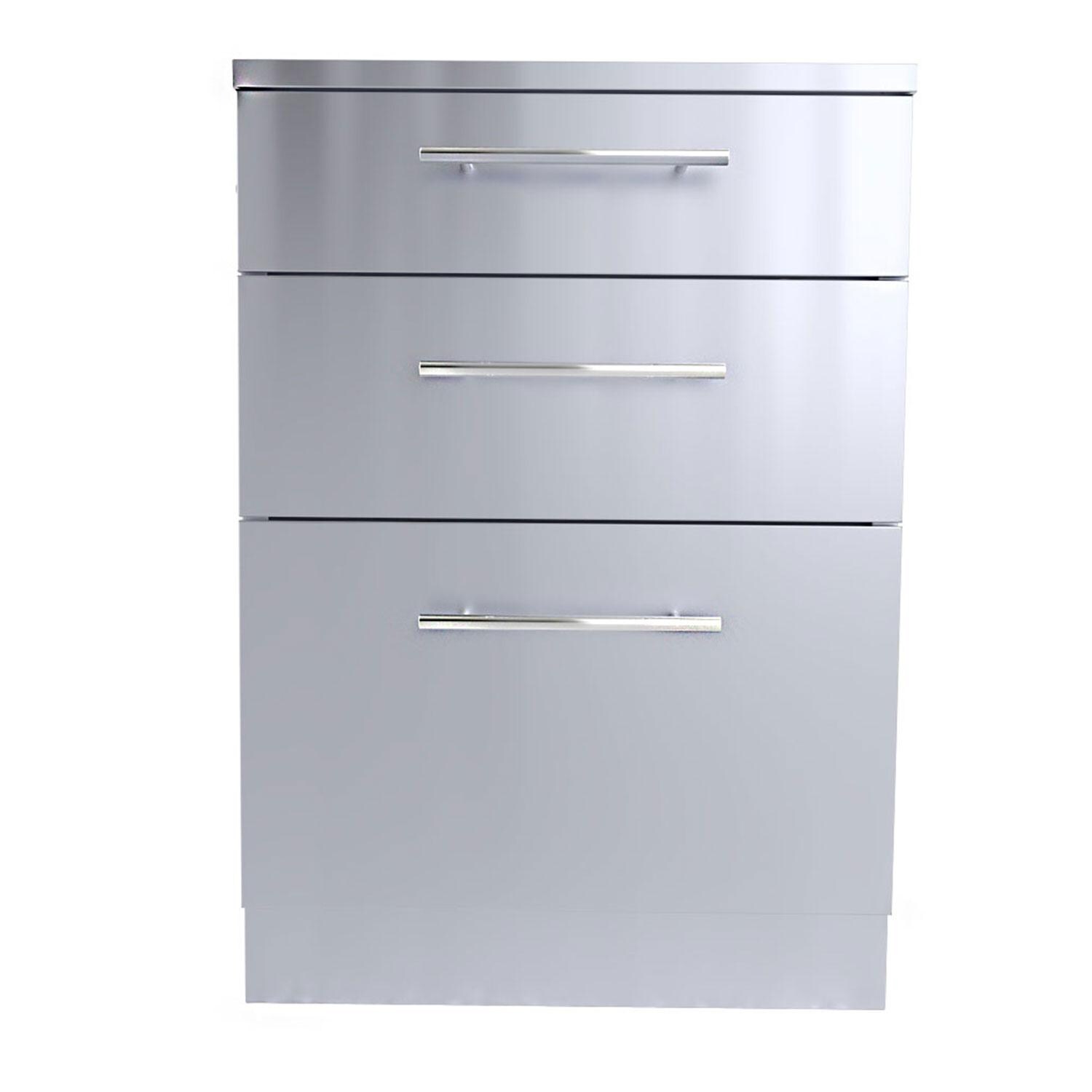 Sunstone Grills SBC24STD 24-in Large Triple Drawer Base Cabinet - Closed - Front View - White Background thumbnail