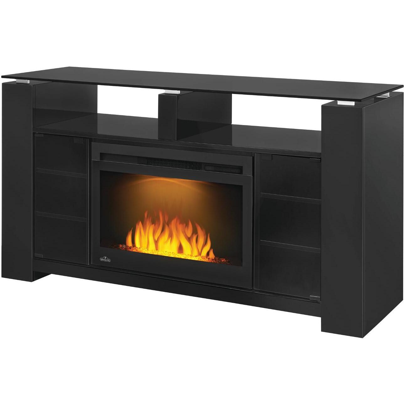 Napoleon NEFP27-1015B 60-inch Foley Electric Fireplace Media Console - Glossy Black - Orange LED - Angle thumbnail