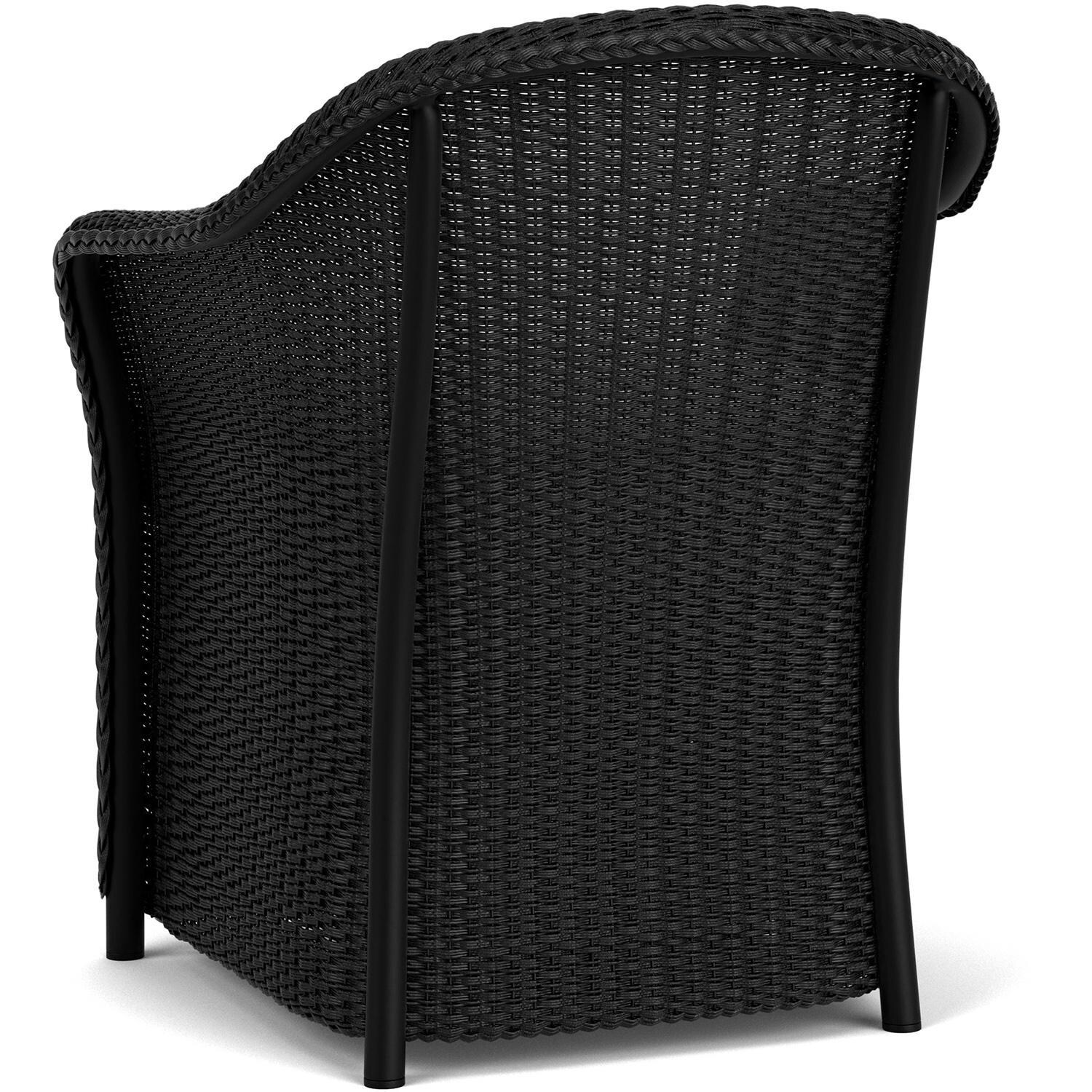 Lloyd Flanders Weekend Retreat Dining Armchair in Ebony Finish W/ Remy Cloud Fabric - Back Left thumbnail