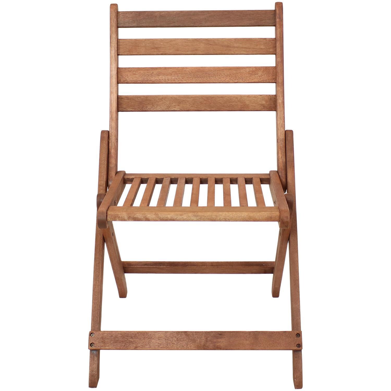 Ultimate Patio Meranti Wood Outdoor Folding Bistro Chair - Teak Oil Finish - Front View thumbnail