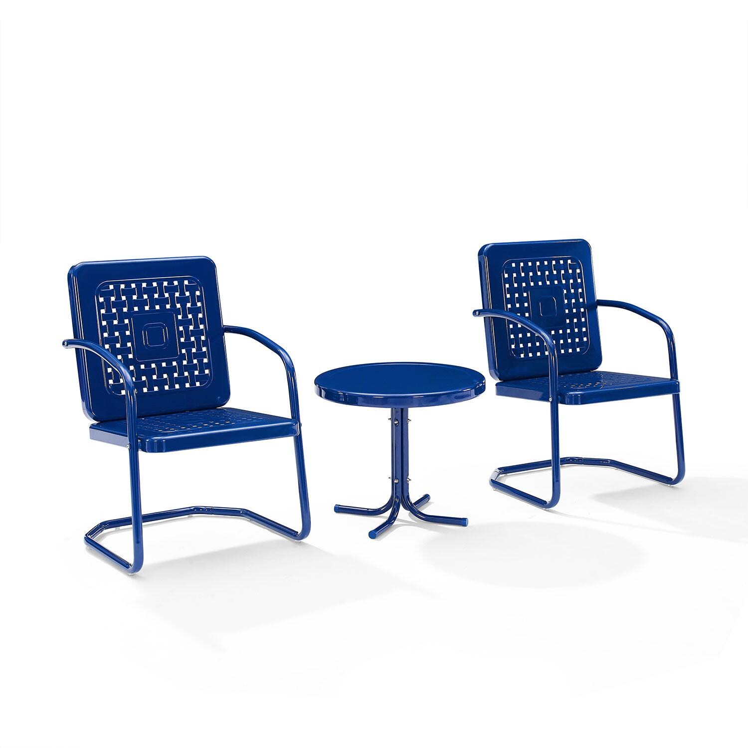 Ultimate Patio UP-32252NV 3Pc Retro Outdoor Chair Set in Navy Blue - Display - White Background thumbnail