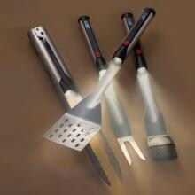 4-Piece Stainless Steel BBQ Tool Set With LED Lights & Apron image