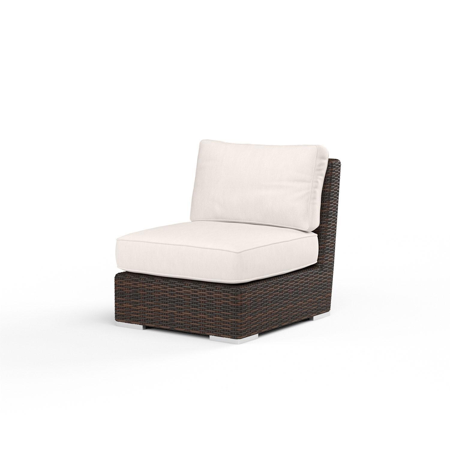 Montecito Wicker Patio Armless Club Chair in Canvas Natural w/ Self Welt By Sunset West