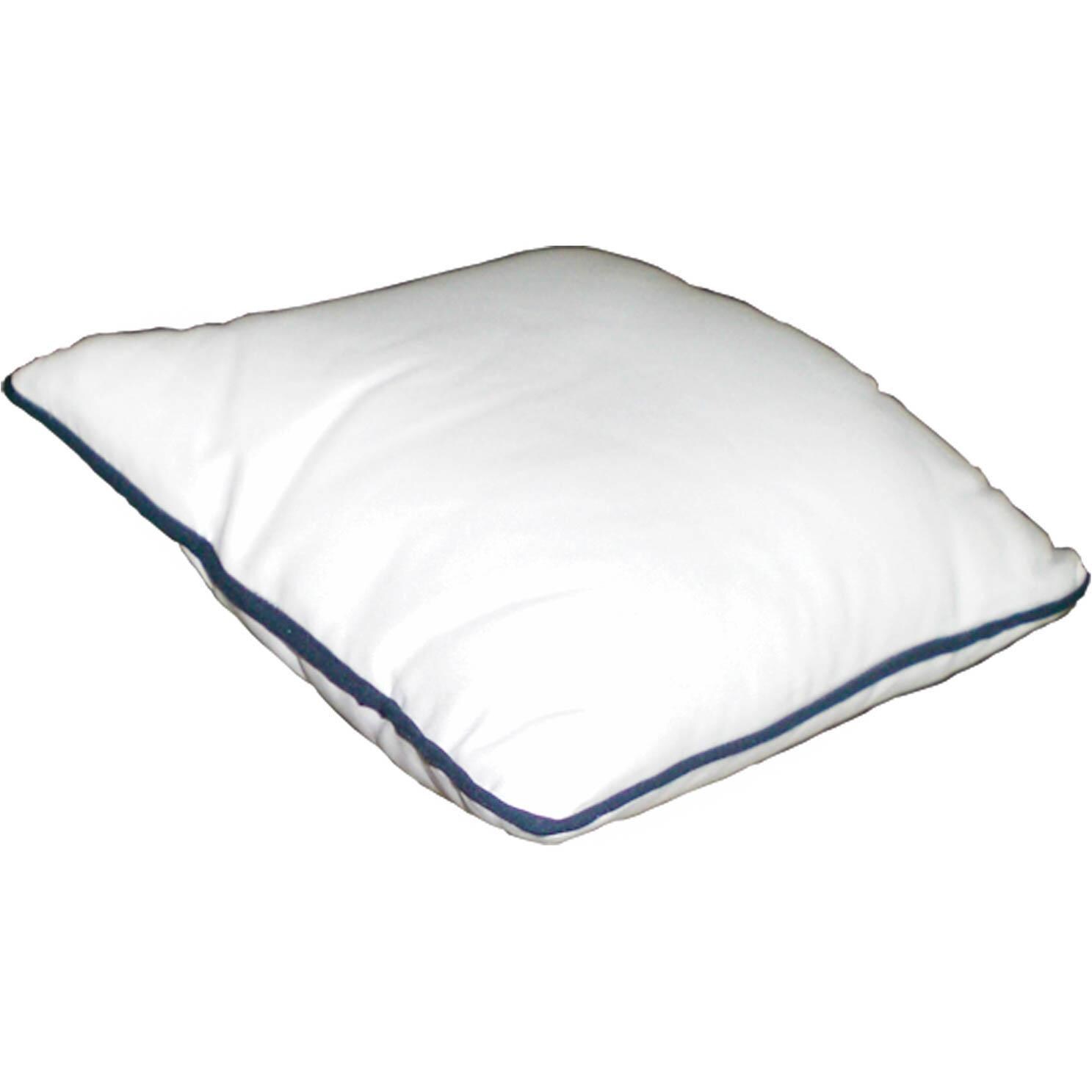 Sunbrella White Throw Pillow W/ Navy Piping By Royal Teak - 15 X 15