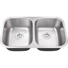 Platinum Sinks 32 X 18 18-Gauge Double Bowl Stainless Steel Undermount Sink image