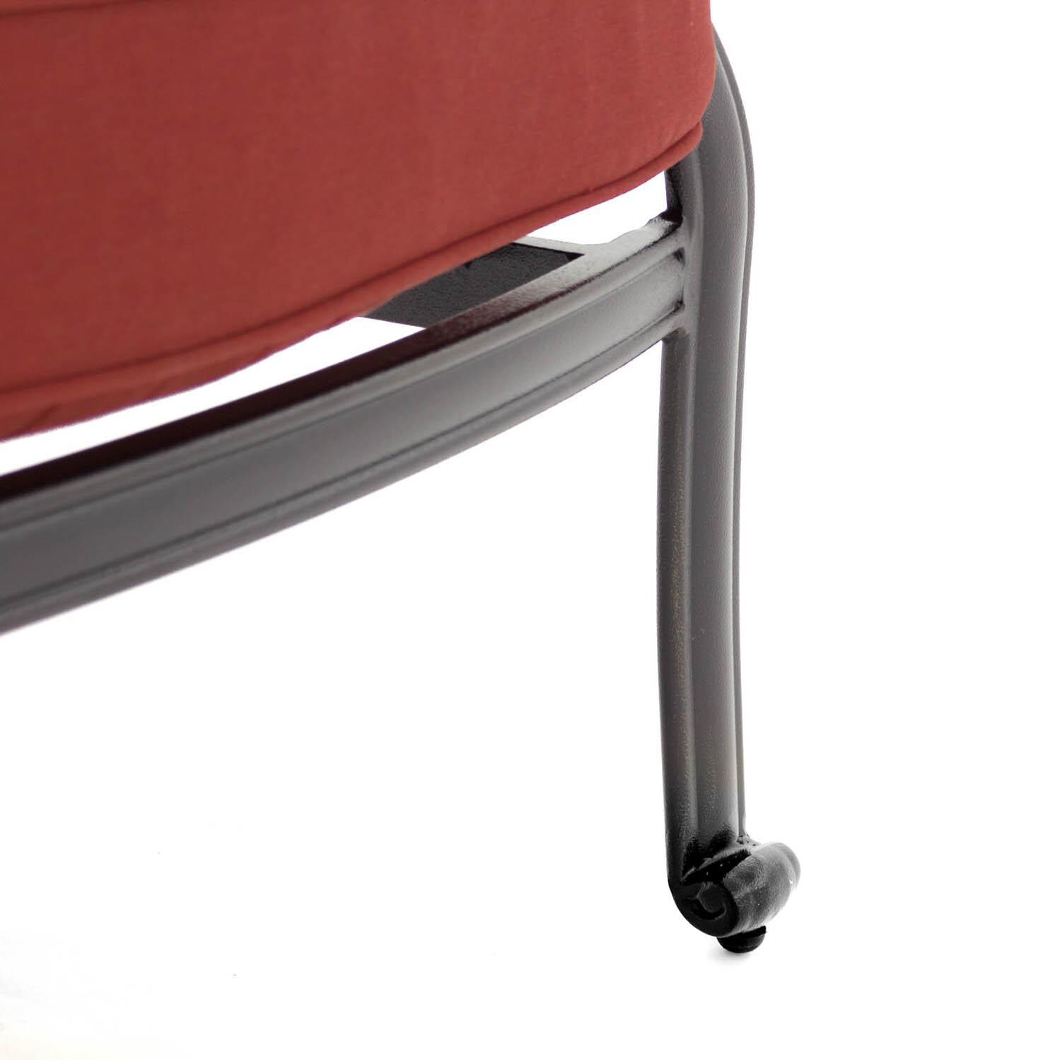 Villa Flora Cast Aluminum Patio Club Chair W/ Sunbrella Canvas Henna Cushions - Leg Detail thumbnail