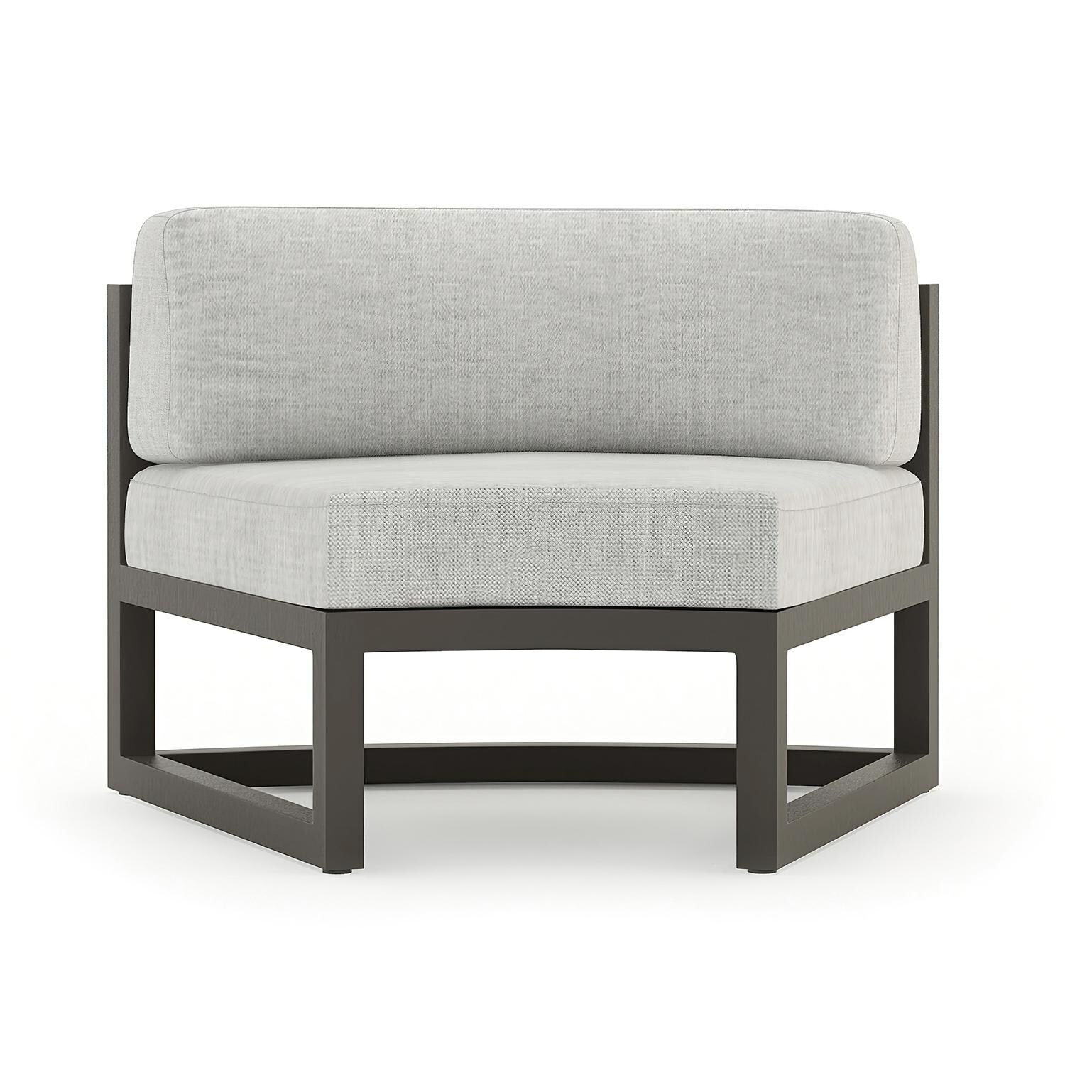 Misty Cove 3 Piece Curve Sectional Set in Slate w/End Table & Cast Silver Cushions by Lakeview - Curve Club Chair - White Background thumbnail