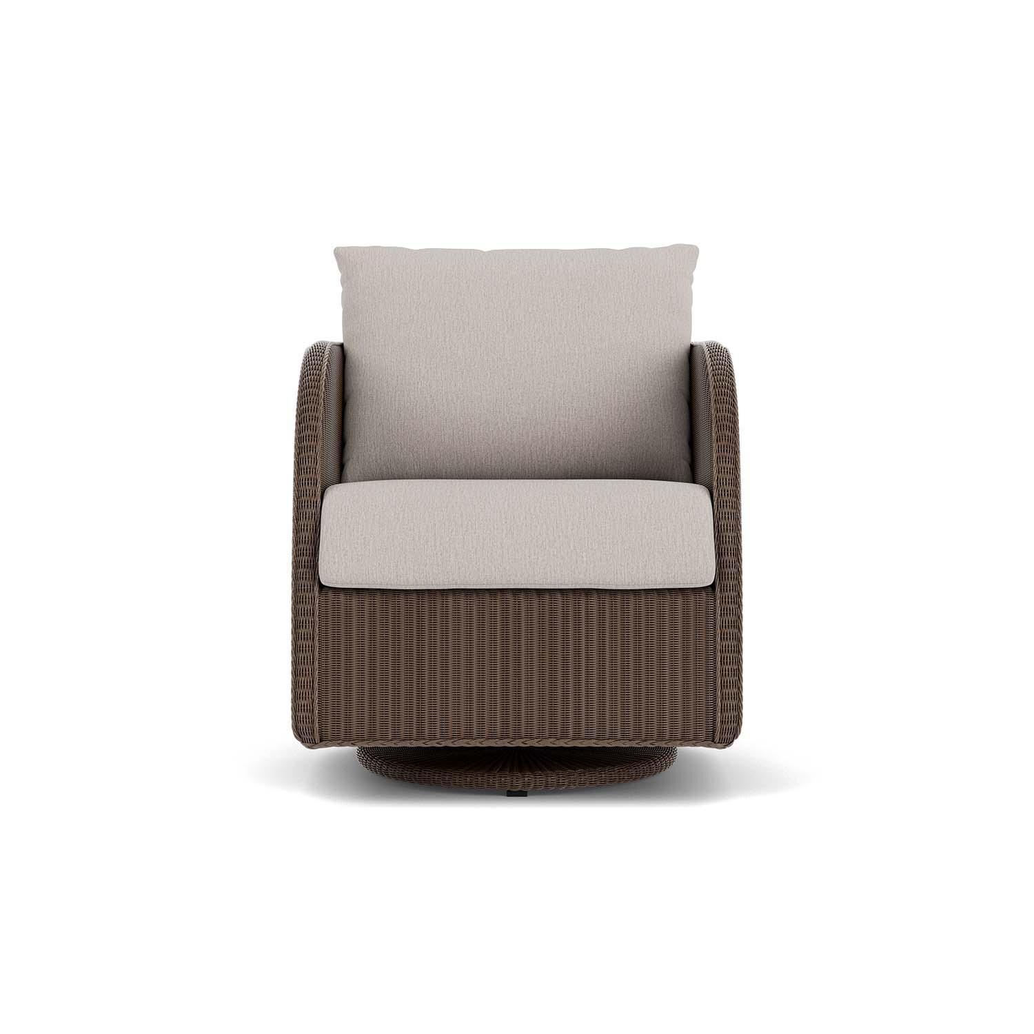 Essence Lloyd Loom Swivel Glider Club Chair in Bark/Remy Cloud by Lloyd Flanders