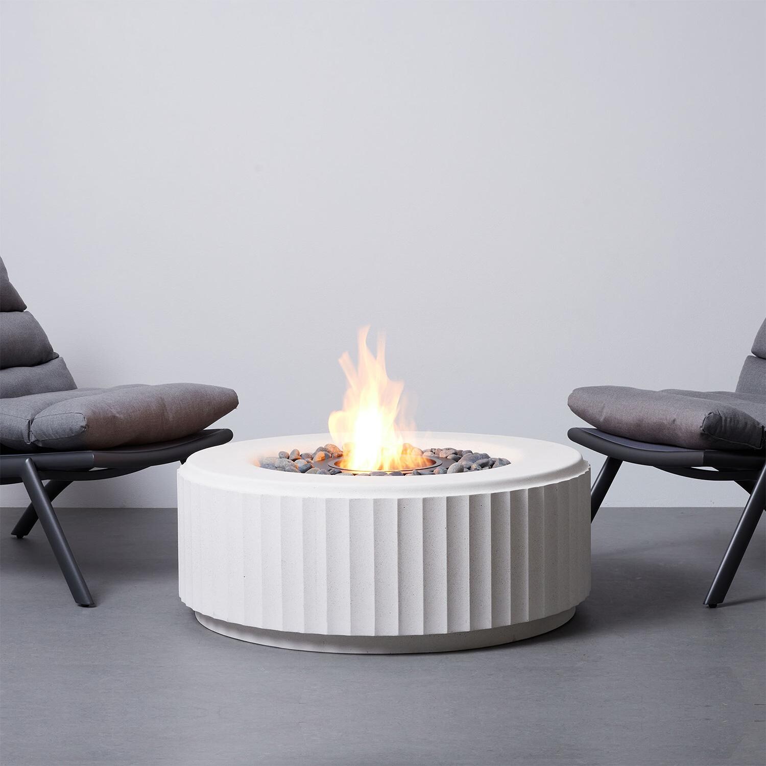 TerraFlame Amani Fluted Fire Pit - White - Lifestyle thumbnail