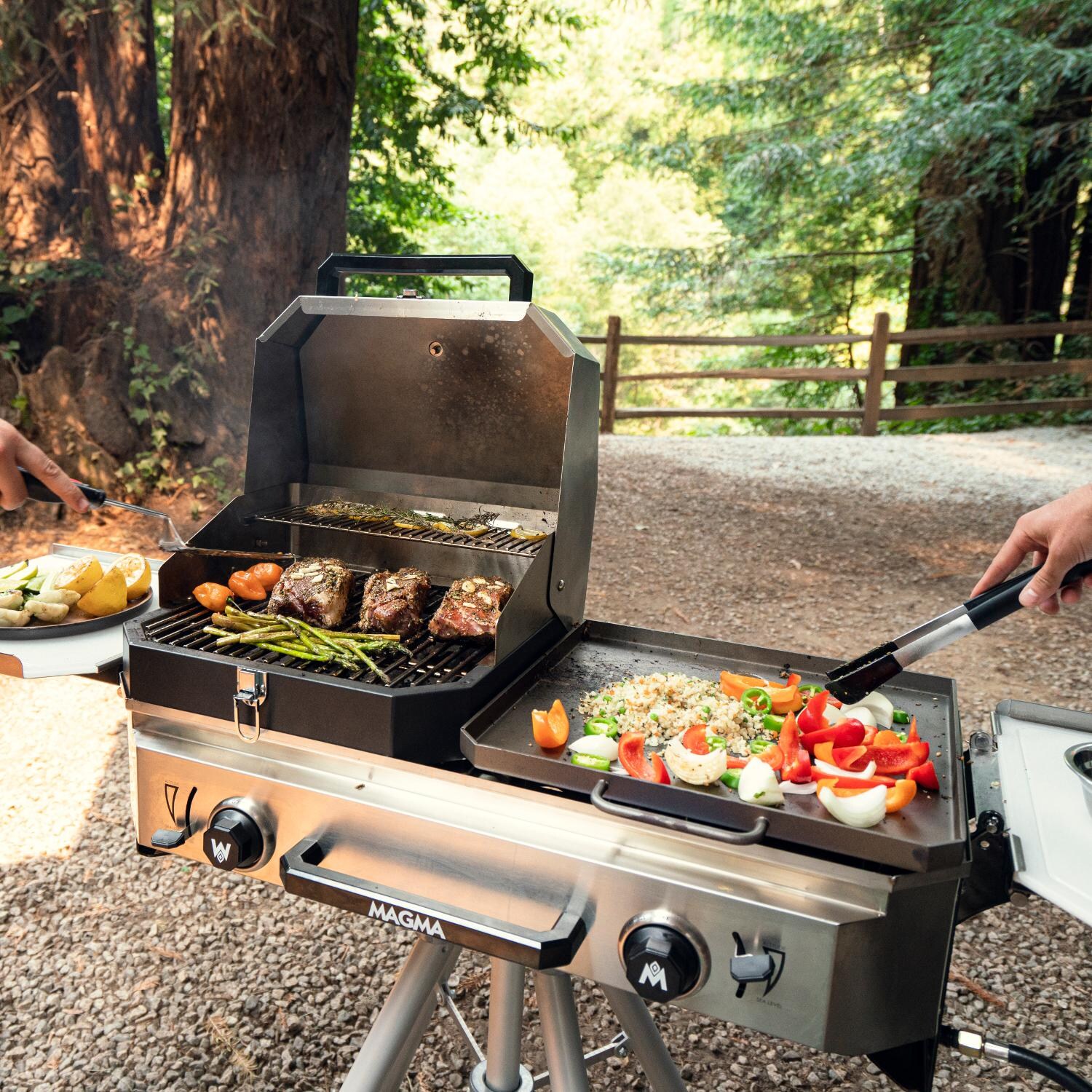 Magma CO10-102 Crossover Double Burner Firebox Outdoor Cooker - Cooking With CO10-103 Grill Topper & CO10-106 Plancha Topper Accessories (Toppers Not Included) thumbnail