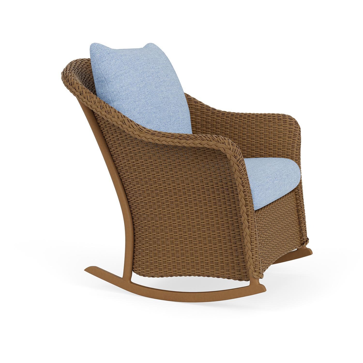 Lloyd Flanders Weekend Retreat Lounge Rocker in Hickory Finish W/ Demo Skyway Fabric - Angled thumbnail