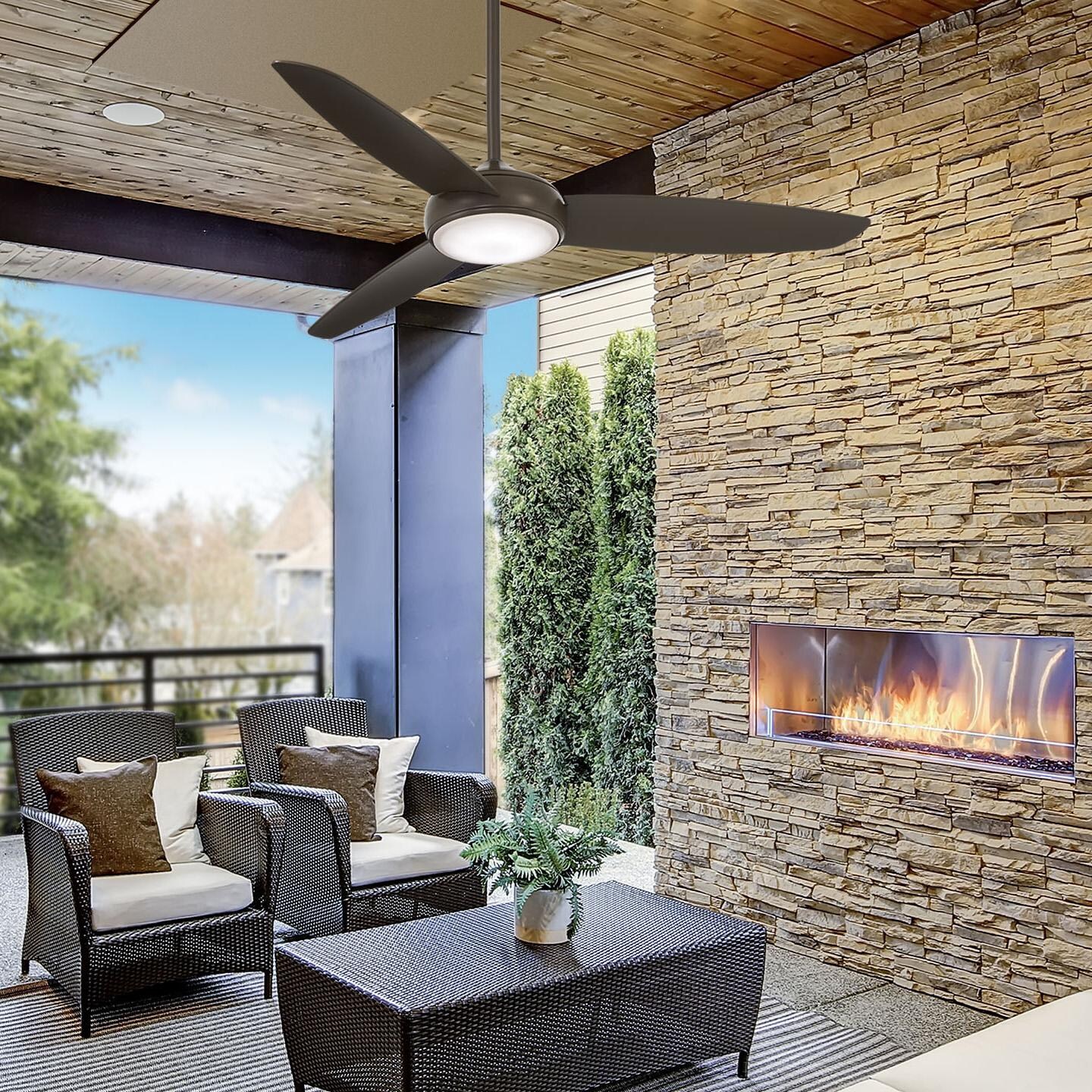 Minka-Aire F465L-ORB Concept IV 54-Inch 3-Blade LED Smart Ceiling Fan in Oil Rubbed Bronze Finish w/ Oil Rubbed Bronze Blades & Etched Opal Glass - Lifestyle thumbnail