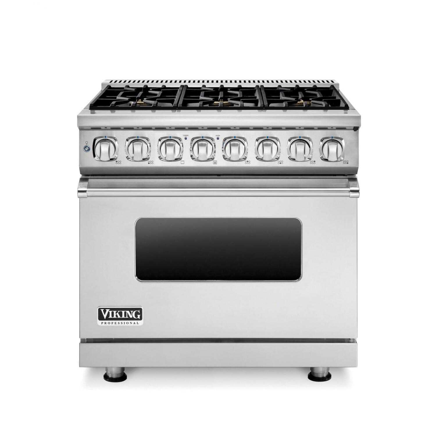 Viking Professional 7 Series 36-Inch 6 Burner Natural Gas Dual Fuel Range - Stainless Steel - VDR7366BSS thumbnail