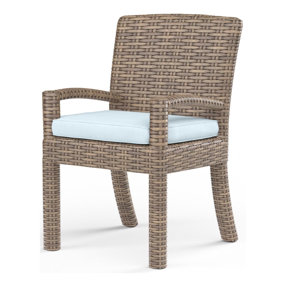 Havana Wicker Dining Arm Chair in Tobacco/Canvas Skyline by Sunset West - White Background thumbnail
