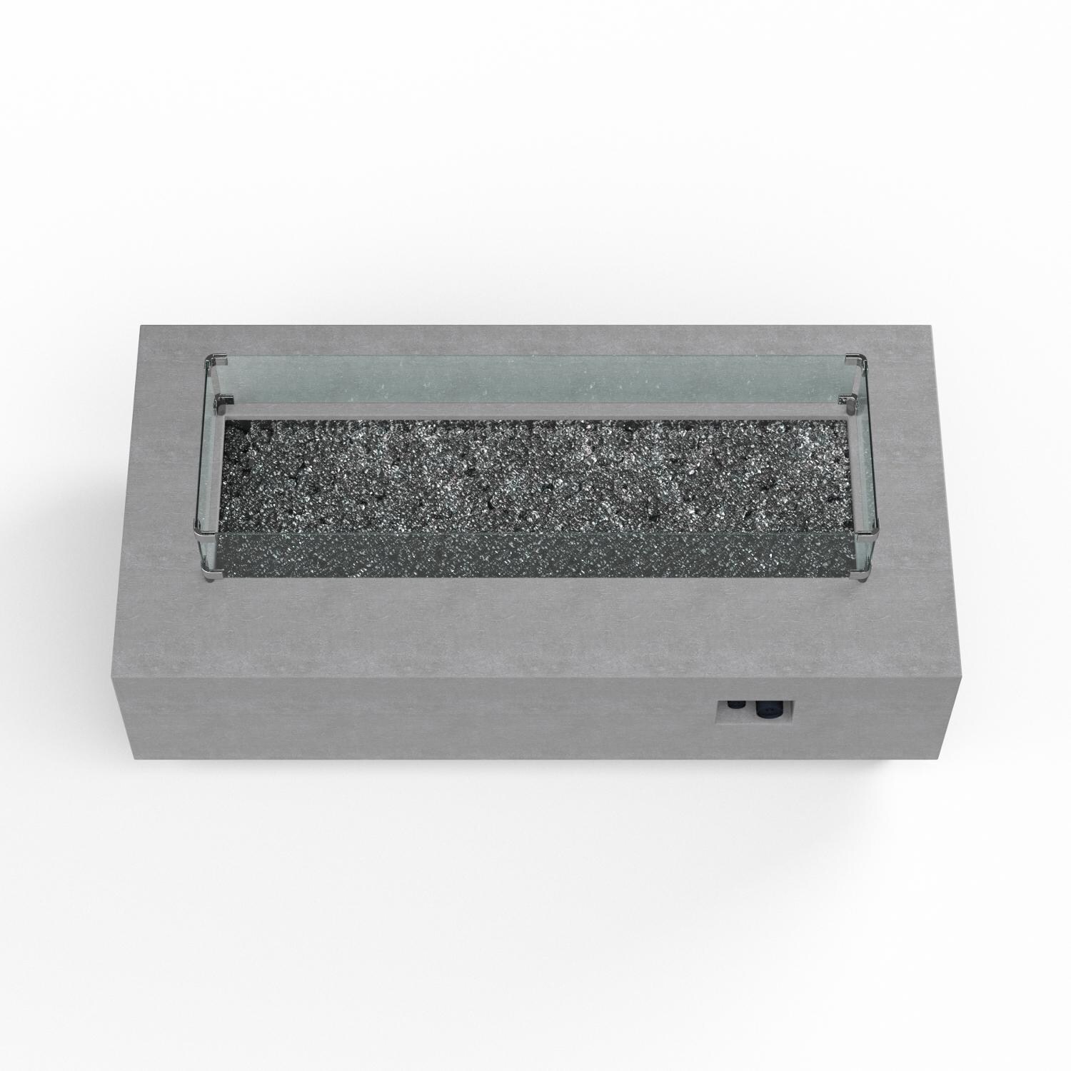 Sunset West - Redondo 4 Piece Aluminum Patio Fire Pit Conversation Set W/ Sunbrella Cast Silver Cushions - Fire Table Top View thumbnail