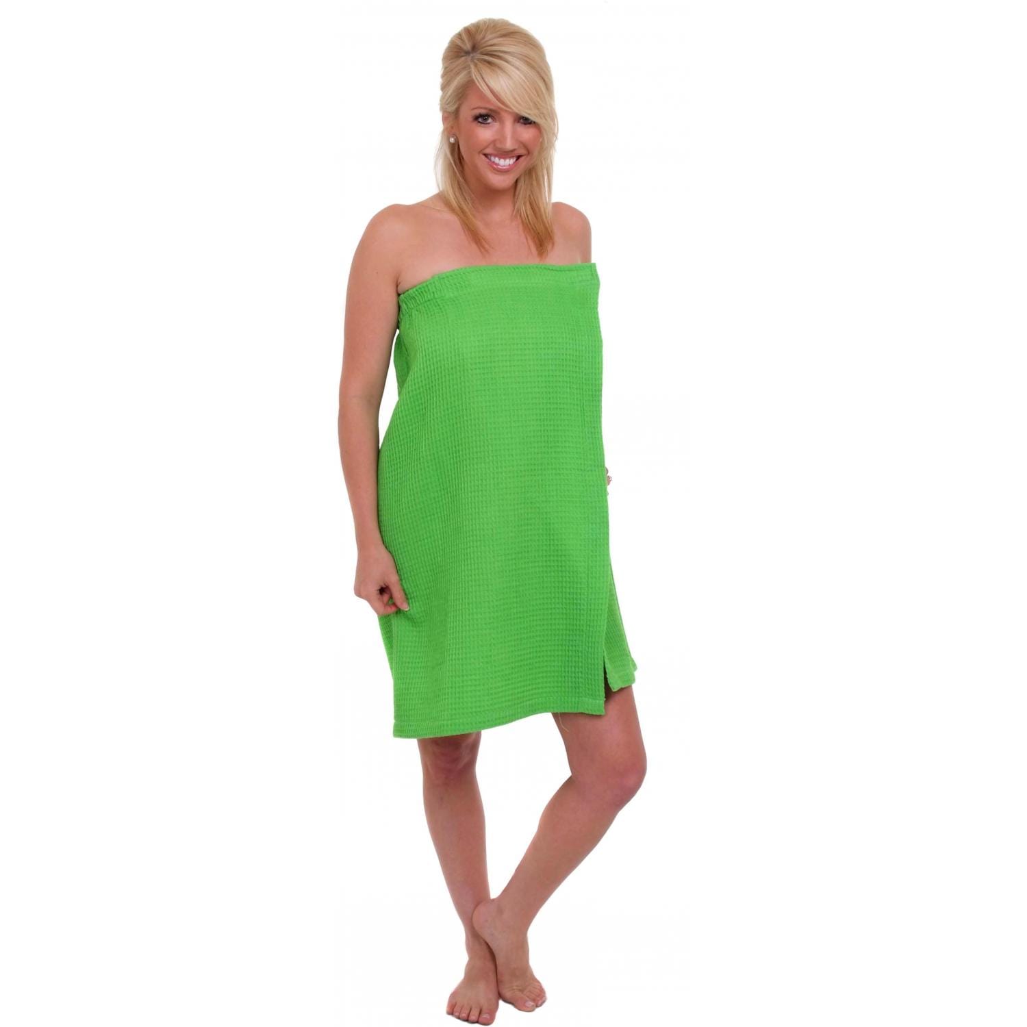 Terry Town Womens Waffle Weave Spa Wrap Towel - Lime